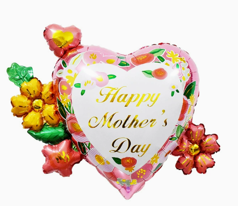 Mother‘s Day Theme Heart with Flower Shaped Foil Balloon