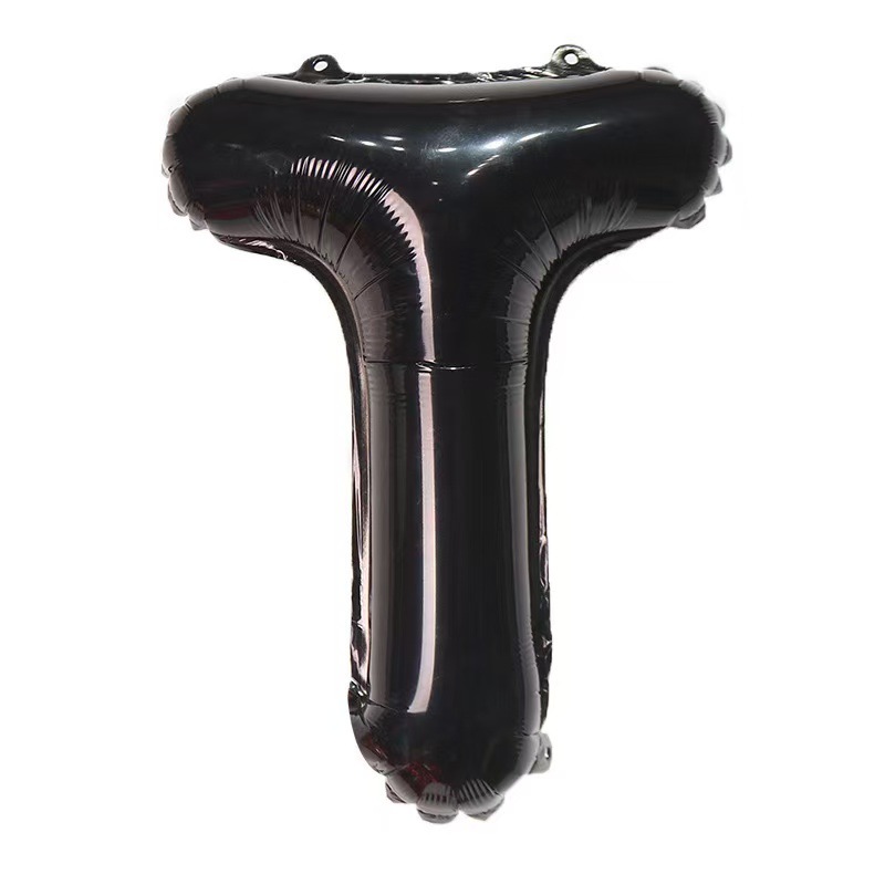 16 inch Black Letter T Foil Balloon