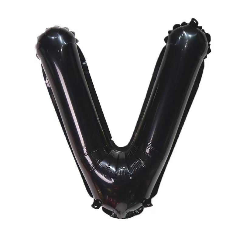 16 inch Black Letter V Foil Balloon