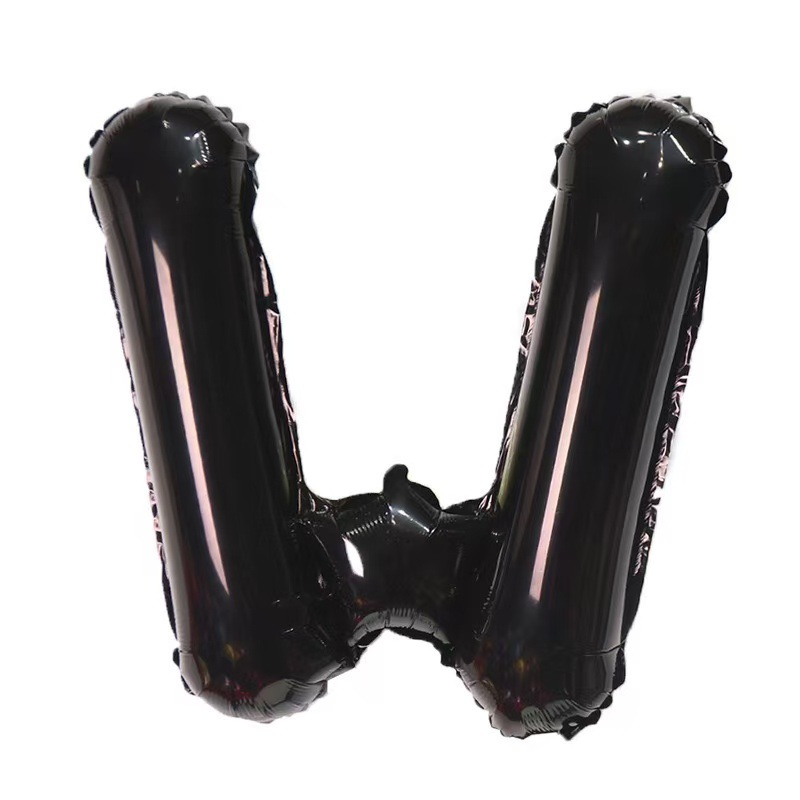 16 inch Black Letter W Foil Balloon