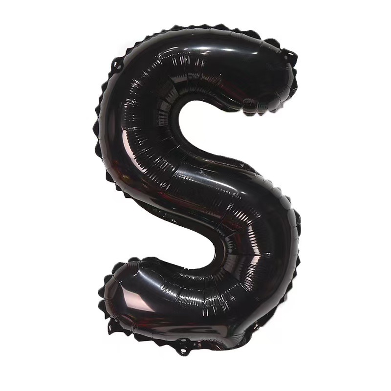 16 inch Black Letter S Foil Balloon