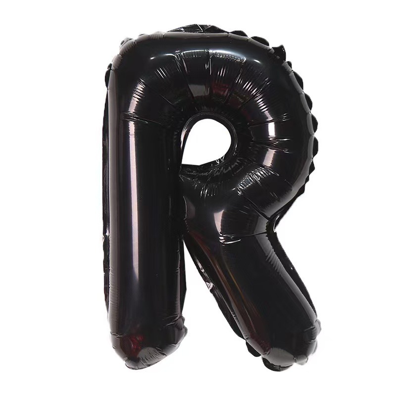 16 inch Black Letter R Foil Balloon