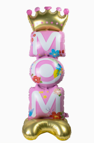 Mother‘s Day Theme Pink Crown Standing MOM Shaped Foil Balloon