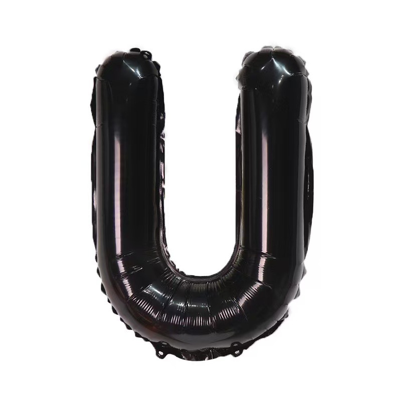 16 inch Black Letter U Foil Balloon