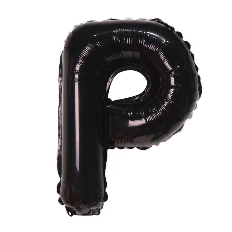 16 inch Black Letter P Foil Balloon