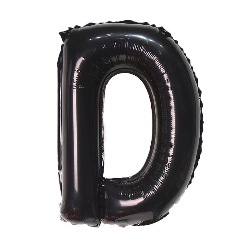 16 inch Black Letter D Foil Balloon
