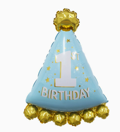 Blue Birthday Hat Shaped Foil Balloon