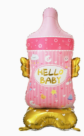 Pink Baby Bottle with Base Shaped Foil Balloon