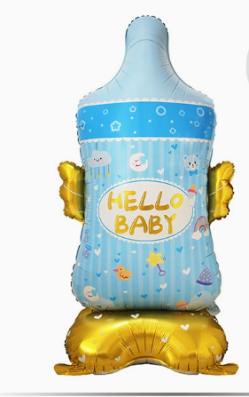 Blue Baby Bottle with Base Shaped Foil Balloon