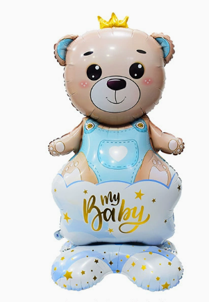 Base Blue Baby Girl Bear Shaped Foil Balloon