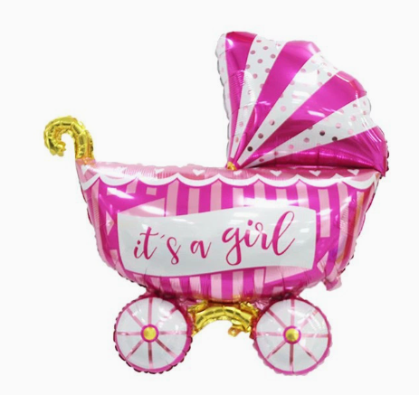 Pink Baby Stroller Shaped Foil Balloon