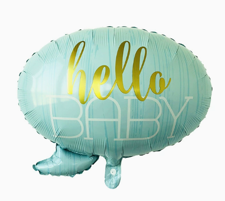 Hello Baby Blue Shaped Foil Balloon