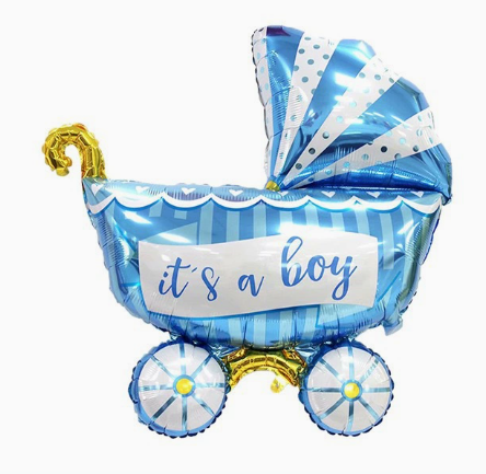Blue Baby Stroller Shaped Foil Balloon