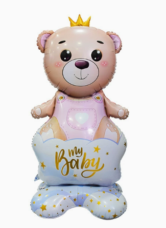 Base Pink Baby Girl Bear Shaped Foil Balloon