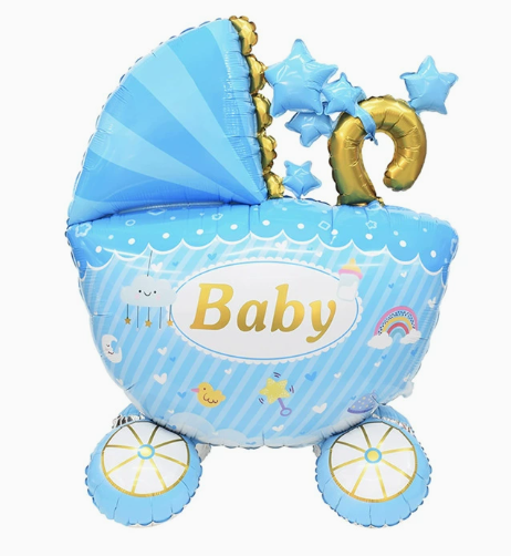 Blue Stroller with Base Shaped Foil Balloon