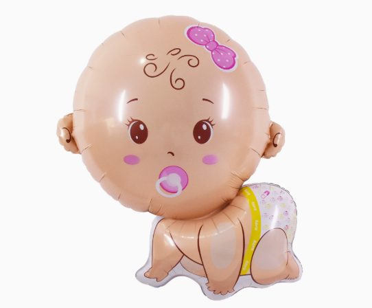 Pacifier Crawling Baby Girl Shaped Foil Balloon