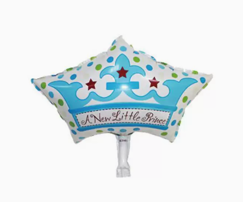 Blue and White Crown Shaped Foil Balloon