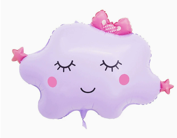 Purple Stars and Clouds Shaped Foil Balloon