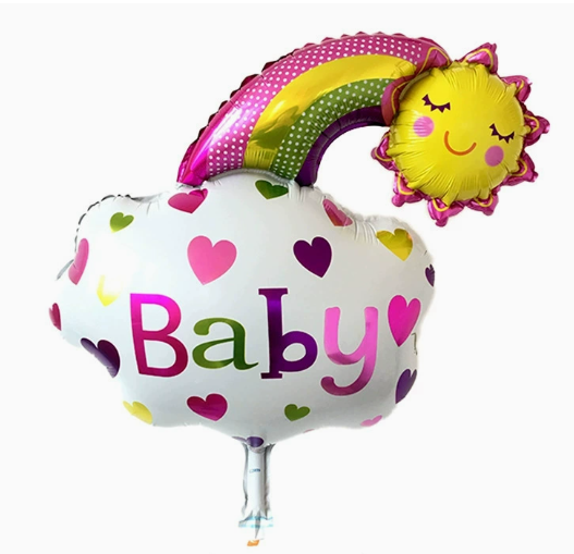 Pink Rainbow Baby Boy Shaped Foil Balloon