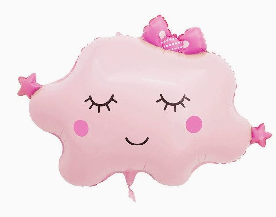 Pink Stars and Clouds Shaped Foil Balloon