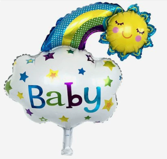 Blue Rainbow Baby Boy Shaped Foil Balloon