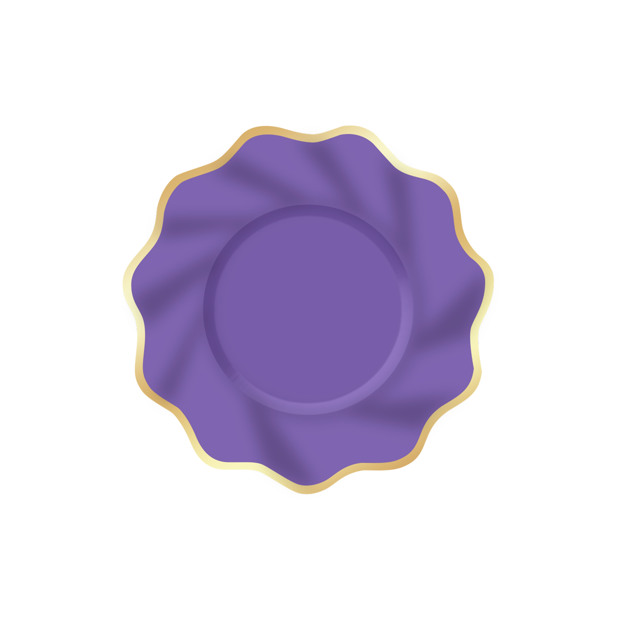 Solid Color Purple Wave Edge Gold Foil Dinner Plate
