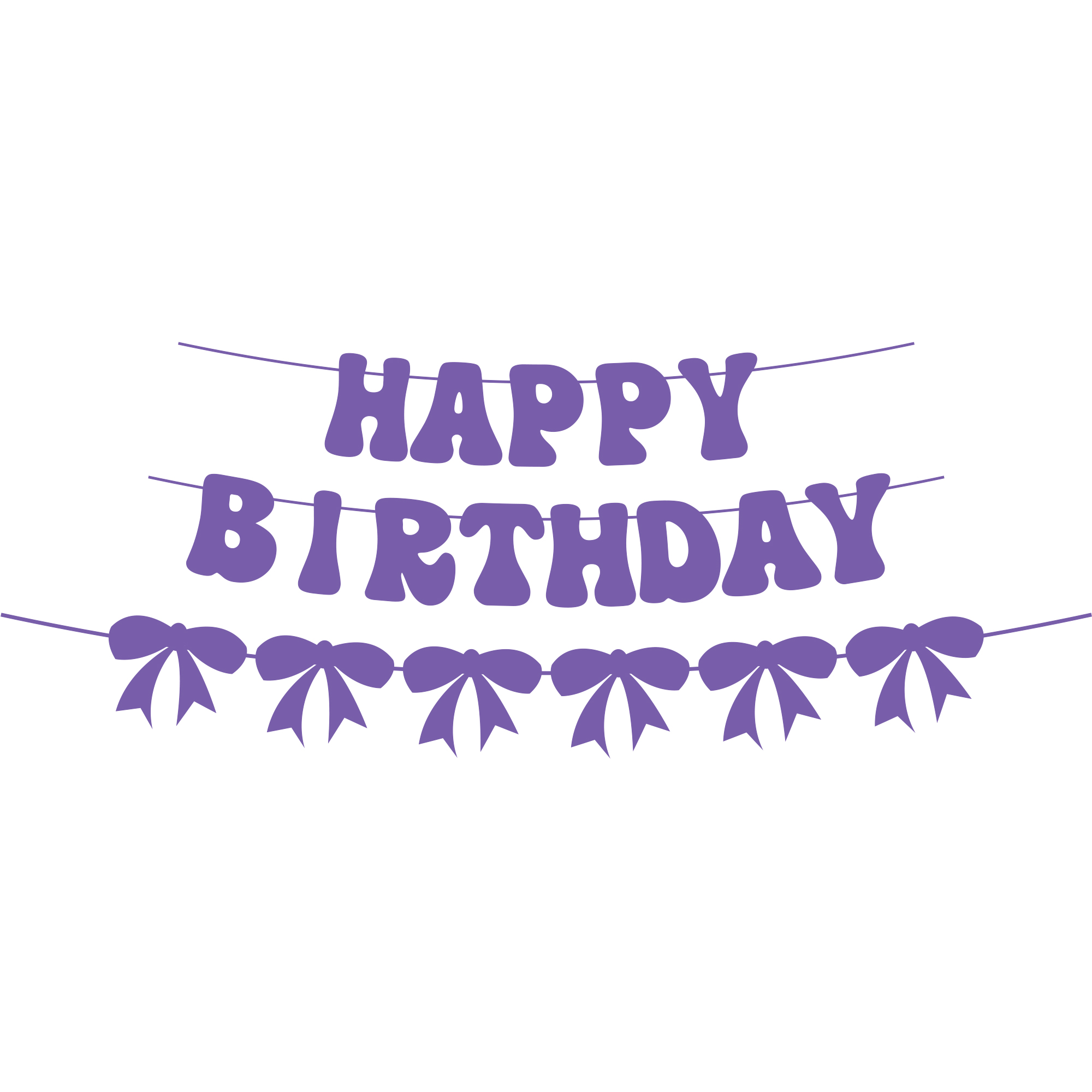 Solid Color Theme Bowknot Happy Birthday Paper Banner