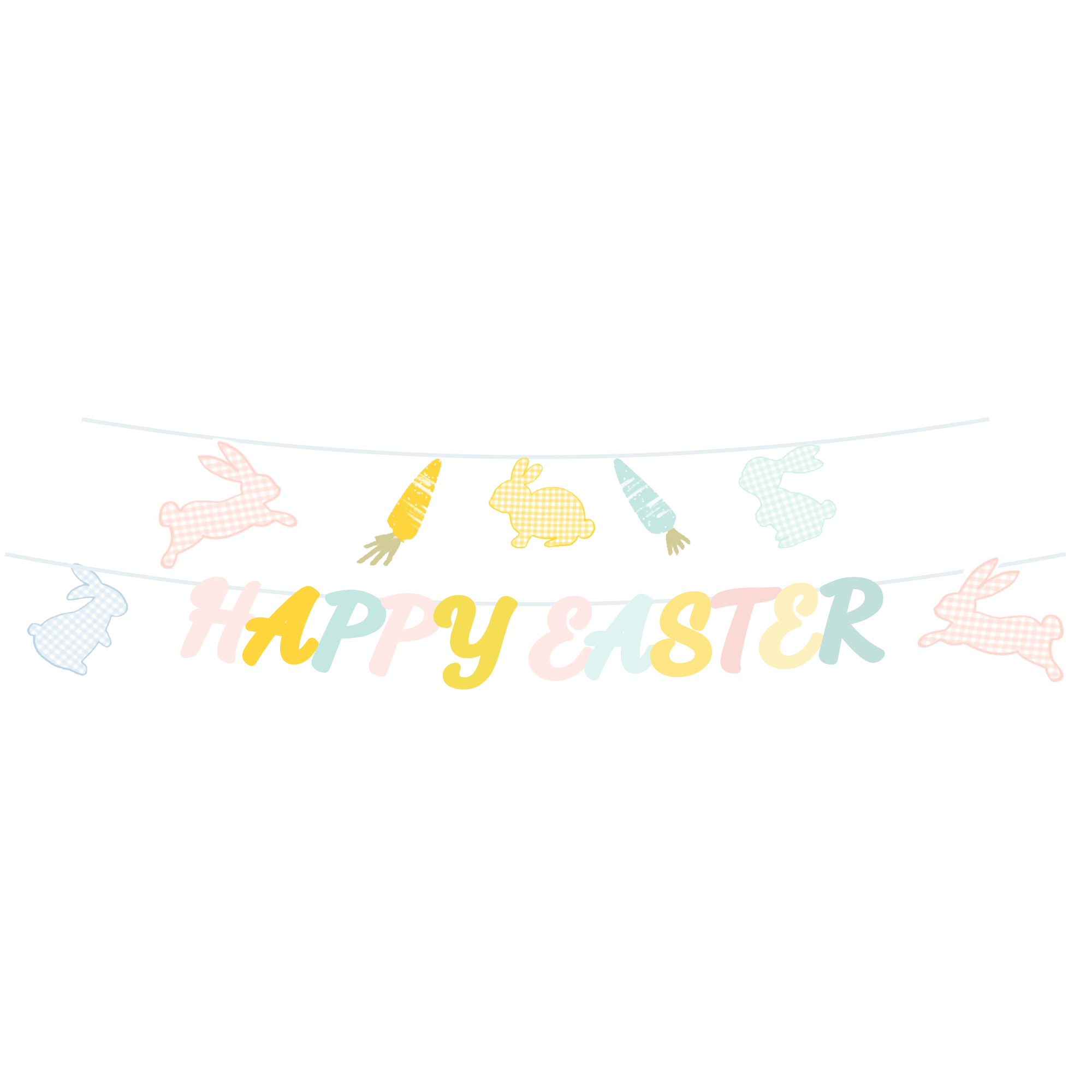 Easter Theme Rabbit and Carrot Happy Easter Paper Banner