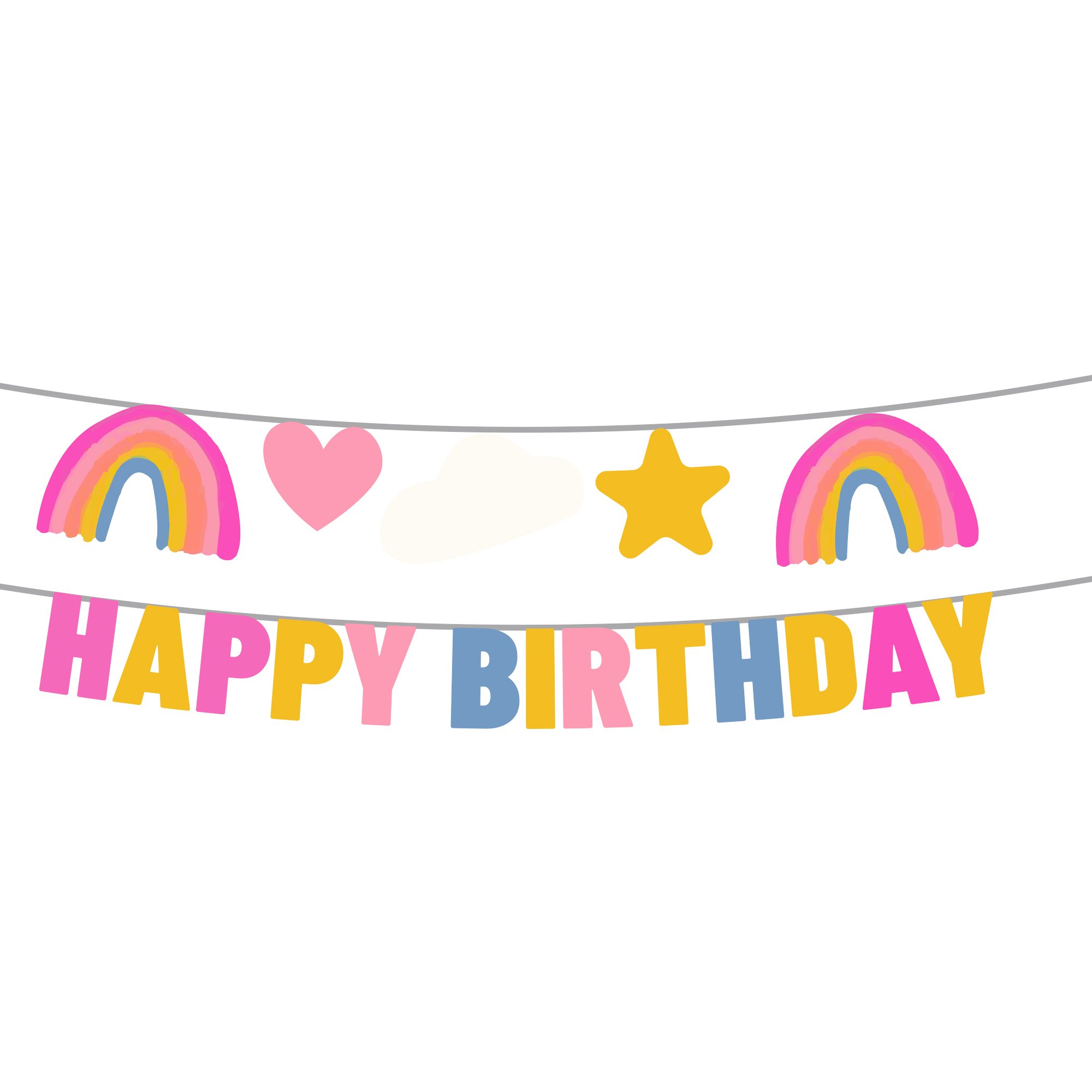 St. Patrick's Day Theme Rainbow  Heart Star Happy Birthday Paper Banner