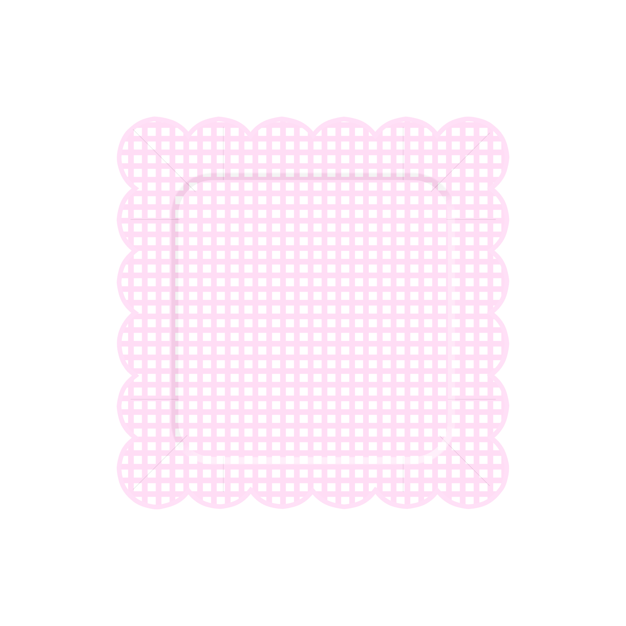 Floral Theme Light Pink Square Grid Dinner Plate