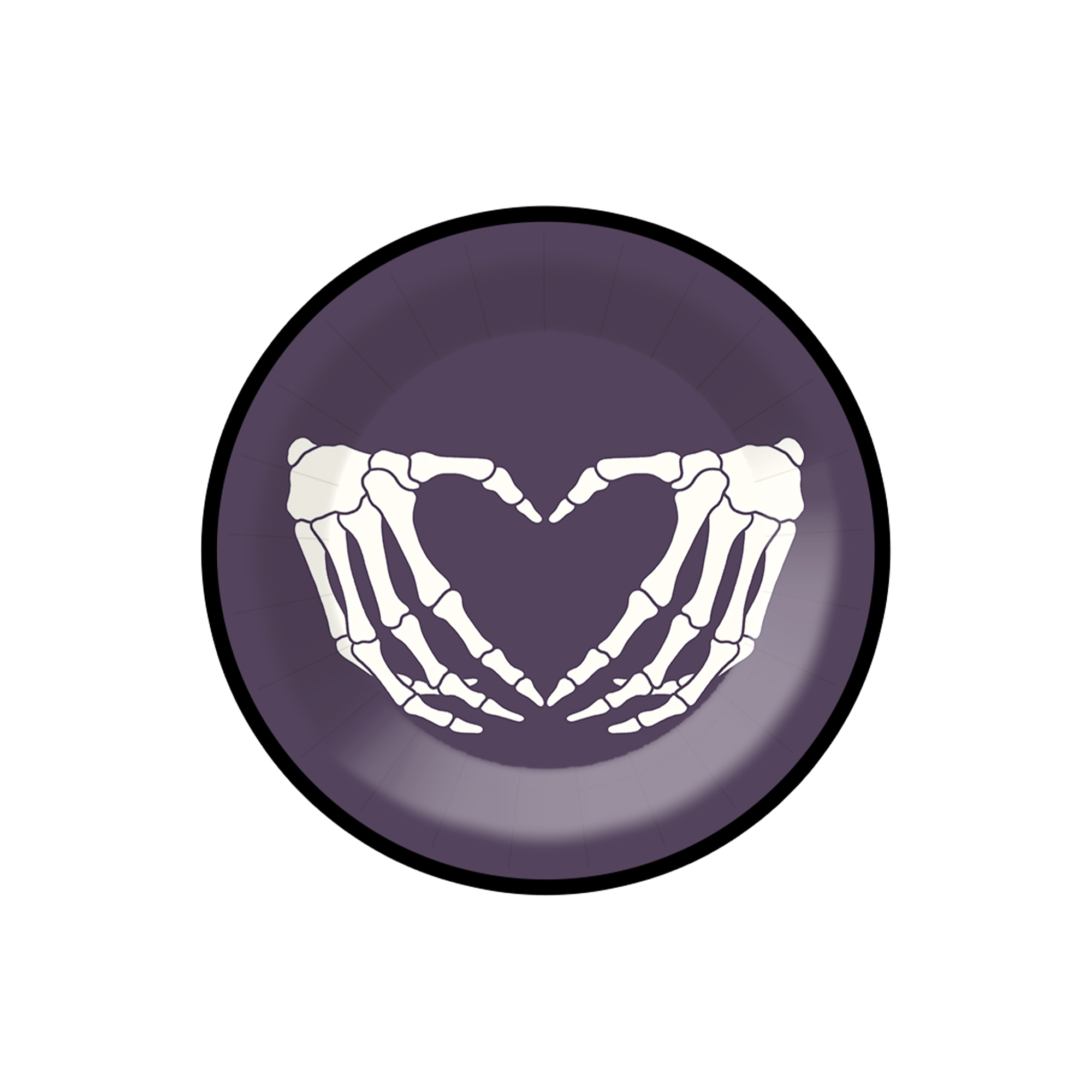 Halloween Theme Dark Purple Background Skull Hand Pattern 7 inch Plate