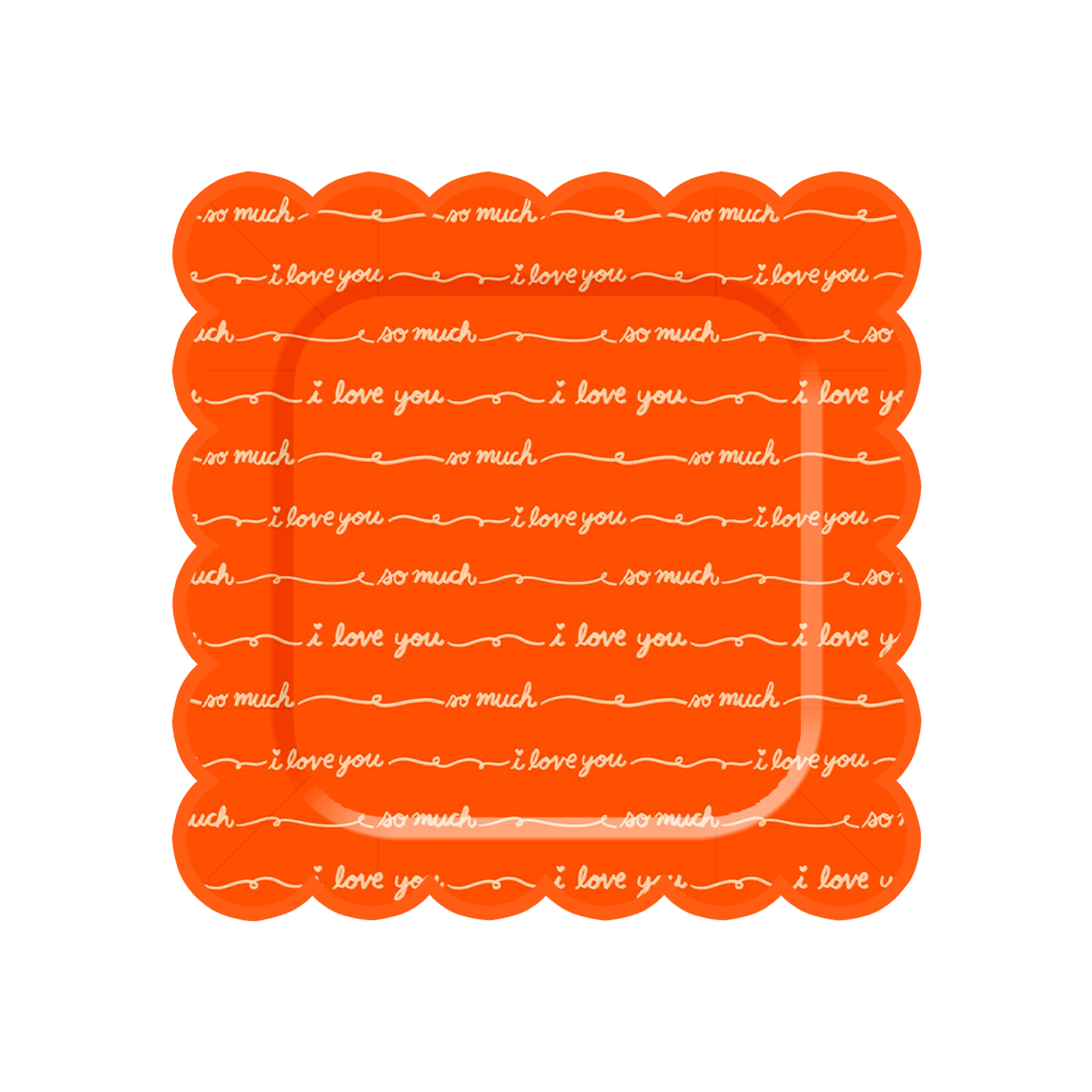 Valentine's Day Theme Orange Square Grid Dinner Plate