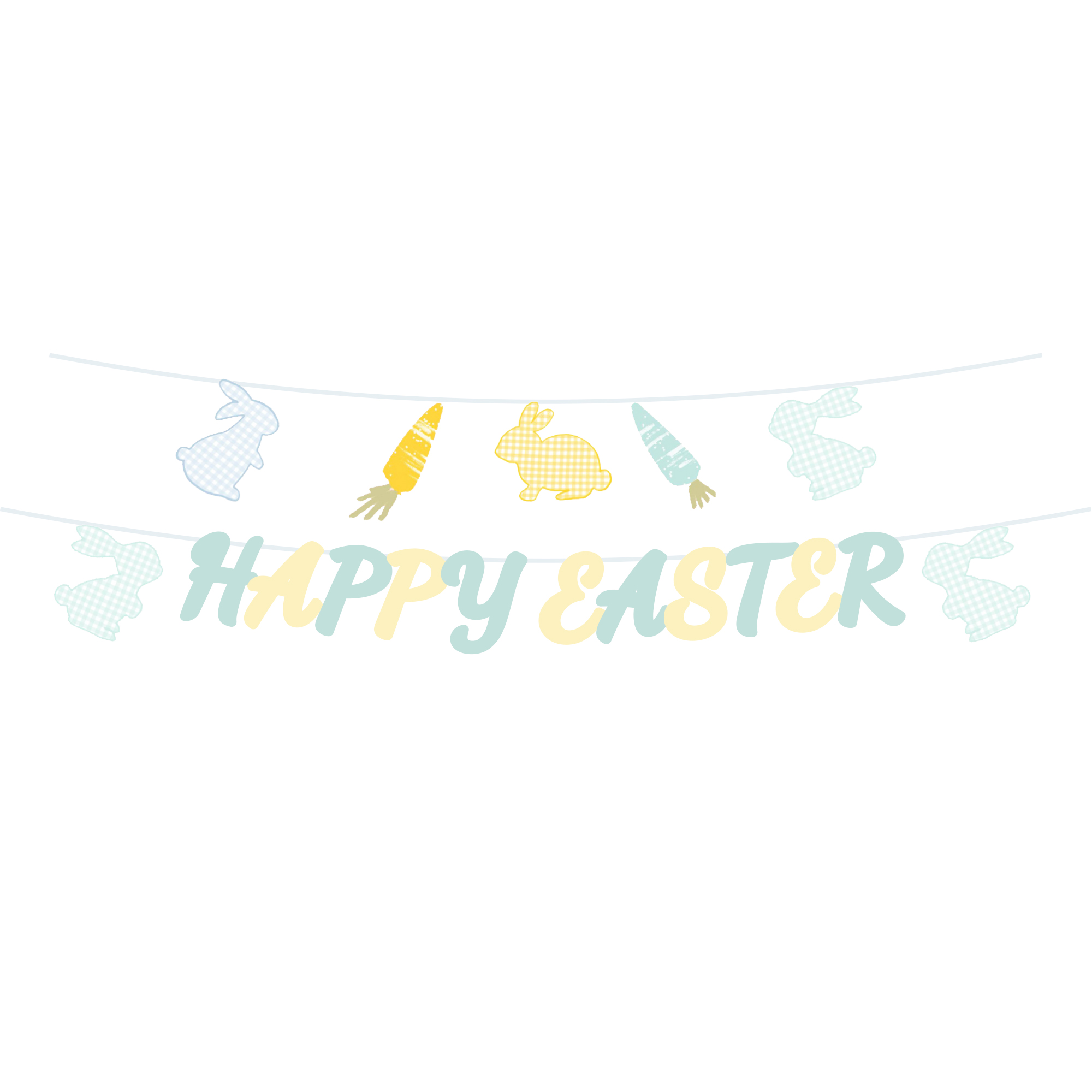 Easter Theme Rabbit and Carrot Happy Easter Paper Banner