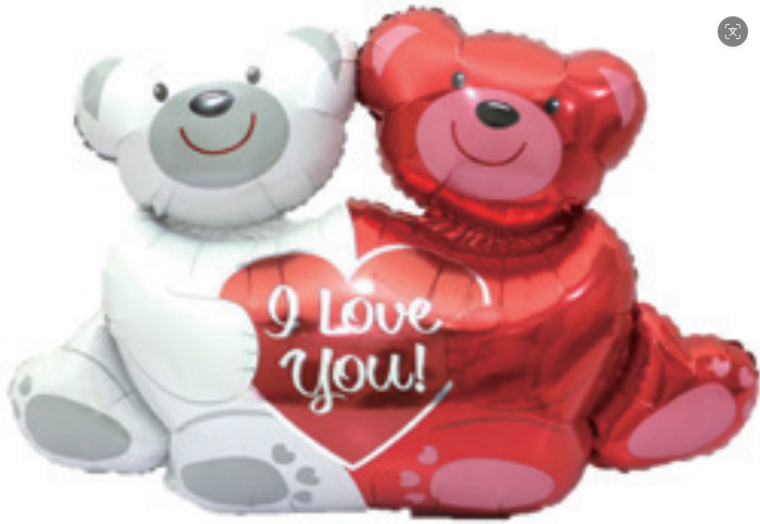 Children Theme Two Bears Hugging a Heart Foil Balloon