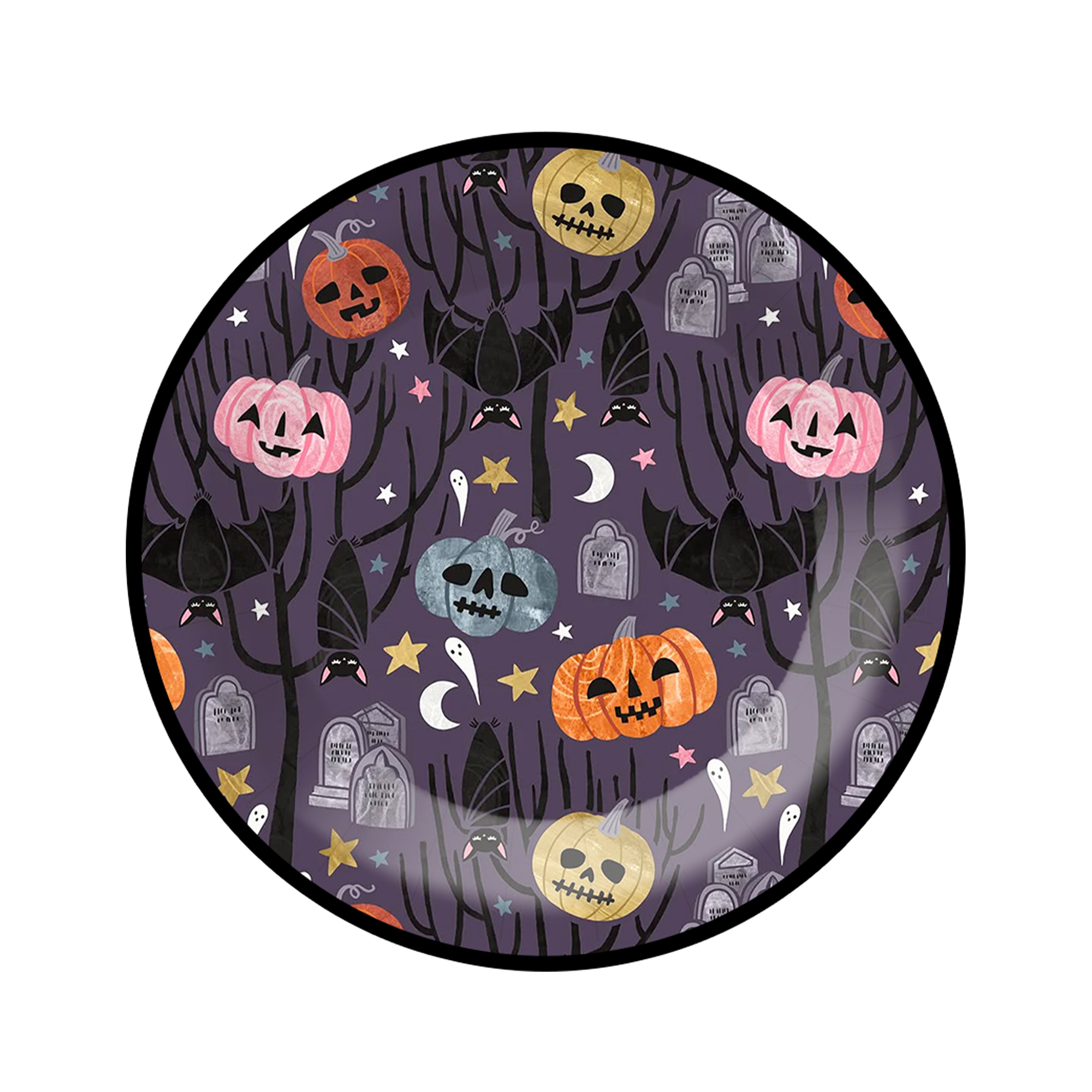 Halloween Theme Dark Purple Background Pumpkin Pattern 9 inch Plate