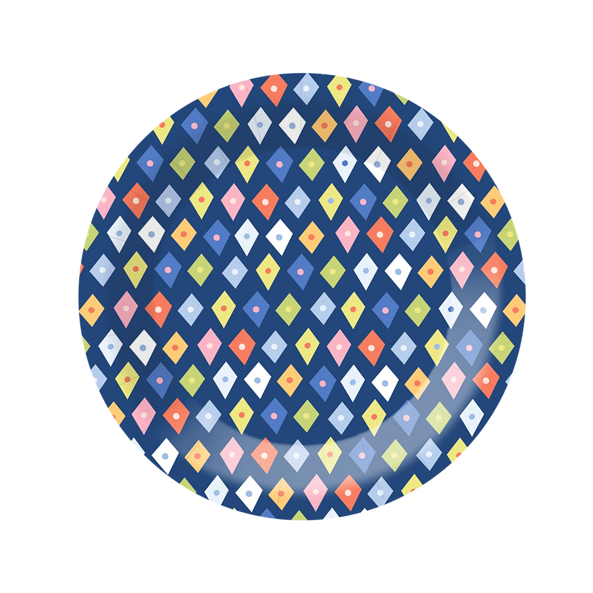 Kids Theme Dark Blue Background Colorful Diamond Pattern 9 inch Plate