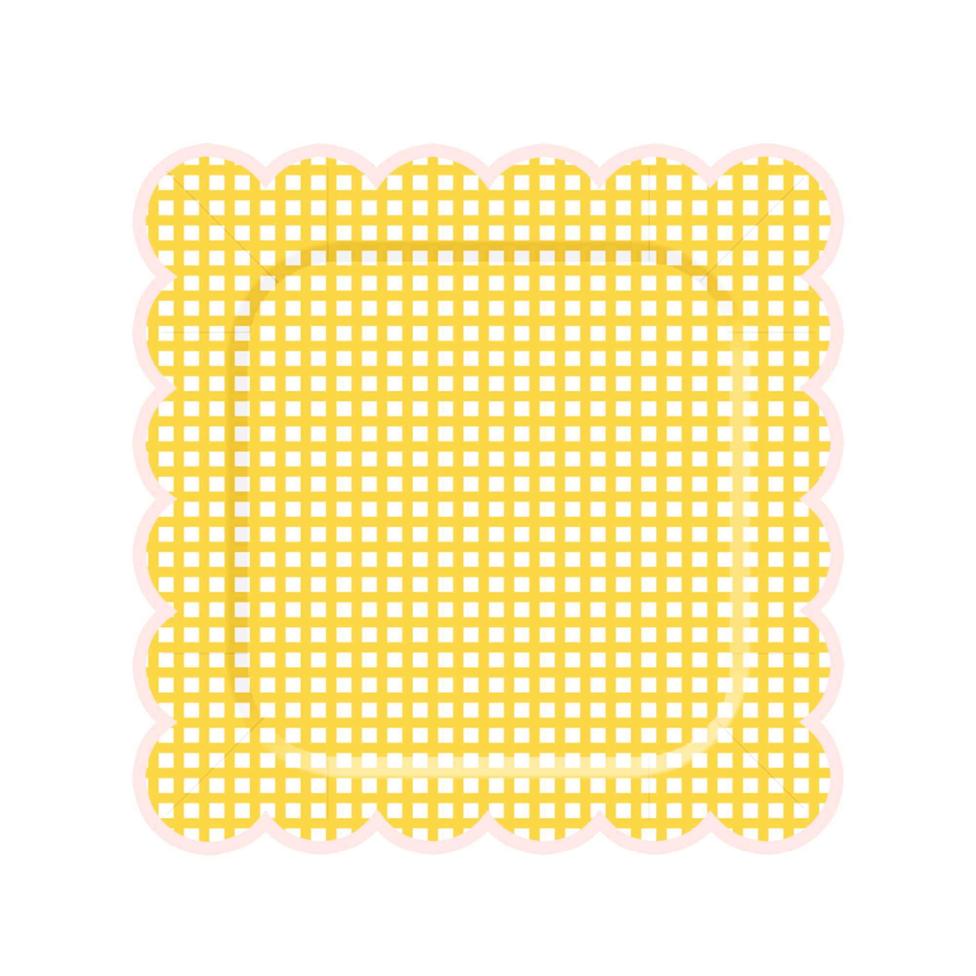 Easter Theme Yellow Square Grid Dinner Plate