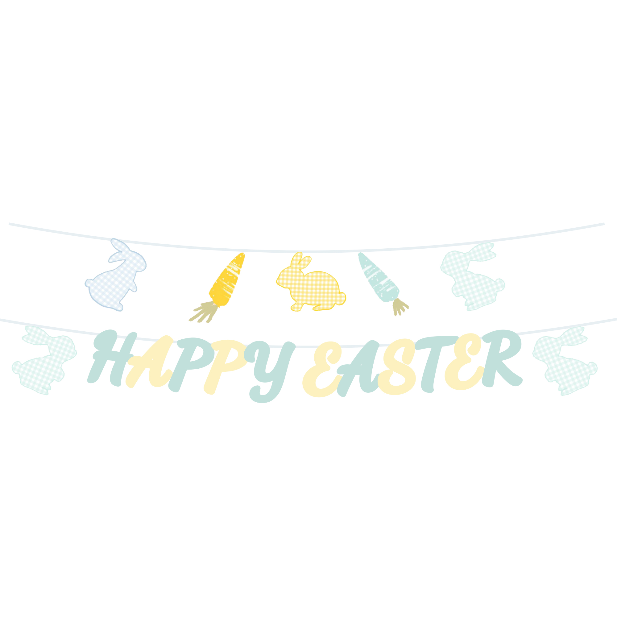 Easter Theme Rabbit and Carrot Happy Easter Paper Banner