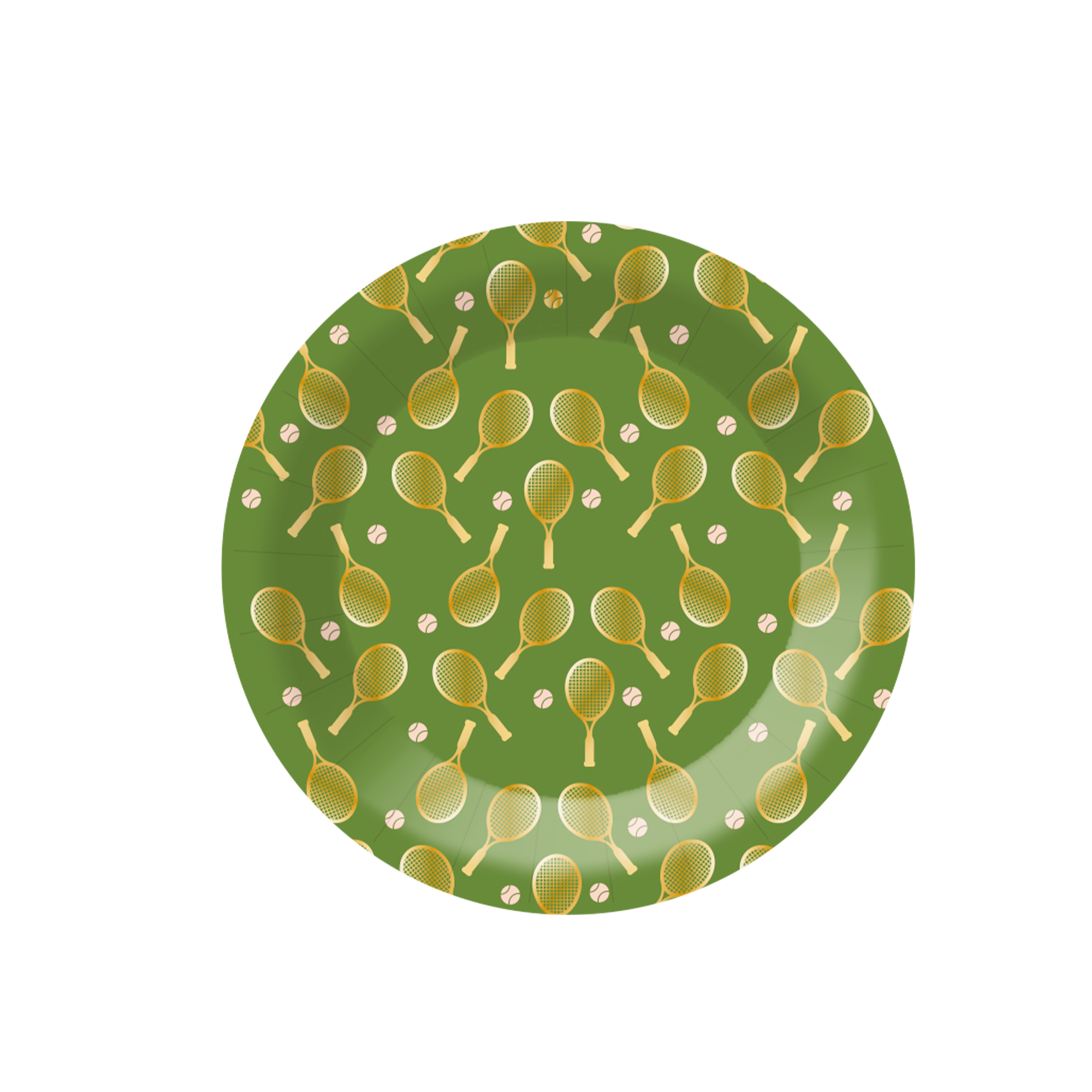 Sports Theme Dark Green Background Tennis Pattern 7 inch Plate