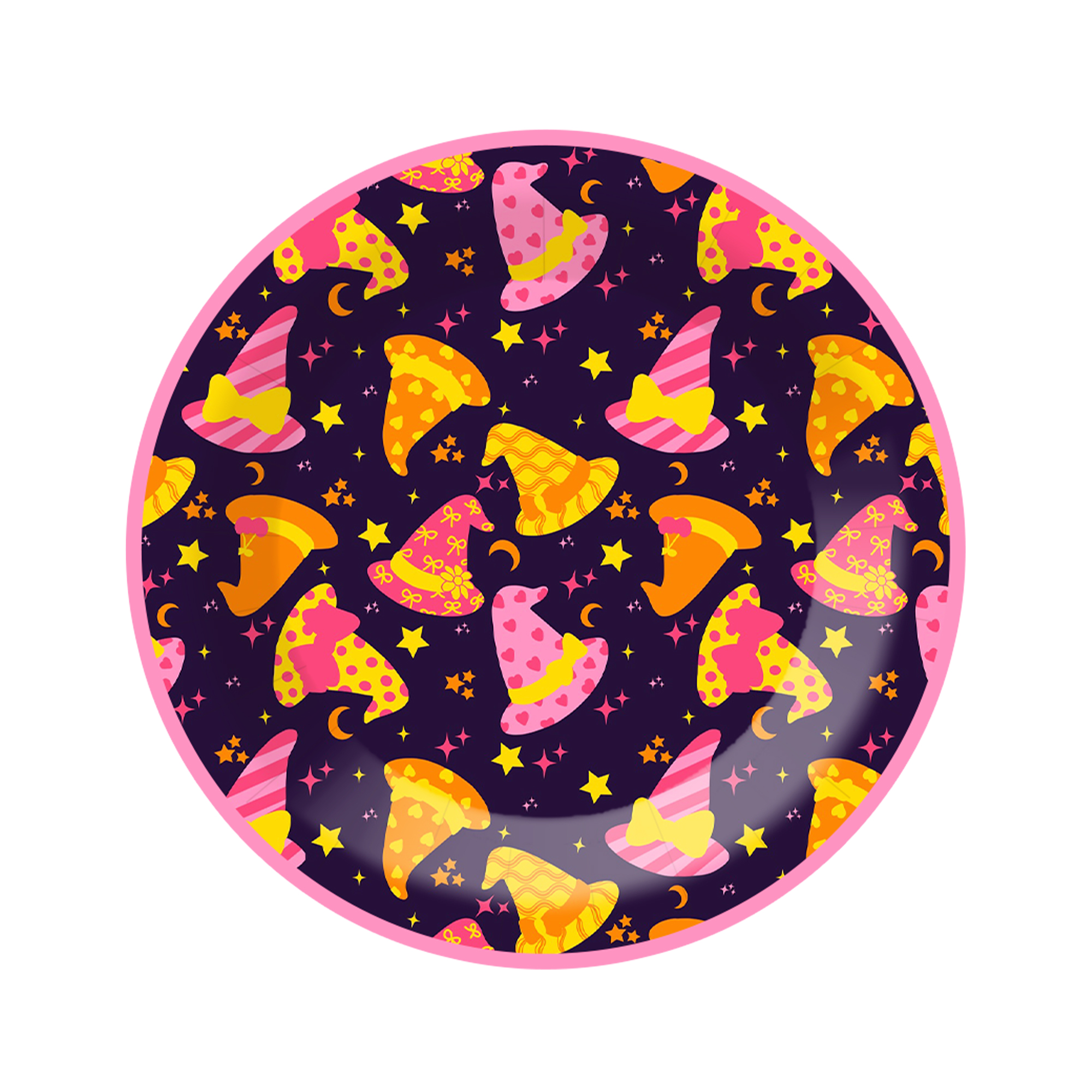 Halloween Theme Black Background Hat Pattern 9 inch Plate