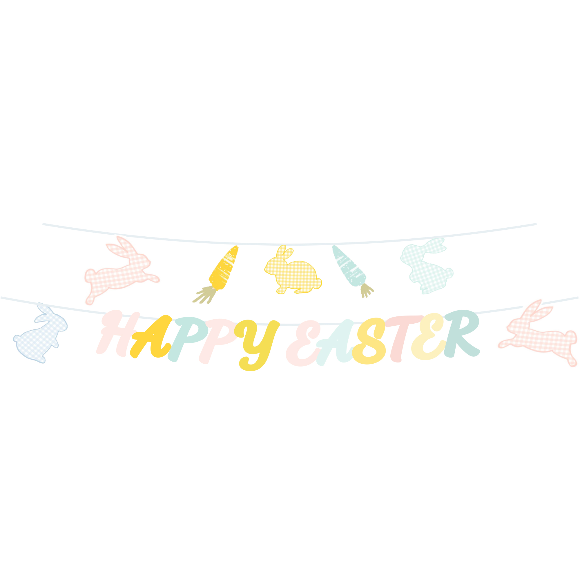 Easter Theme Rabbit and Carrot Happy Easter Paper Banner