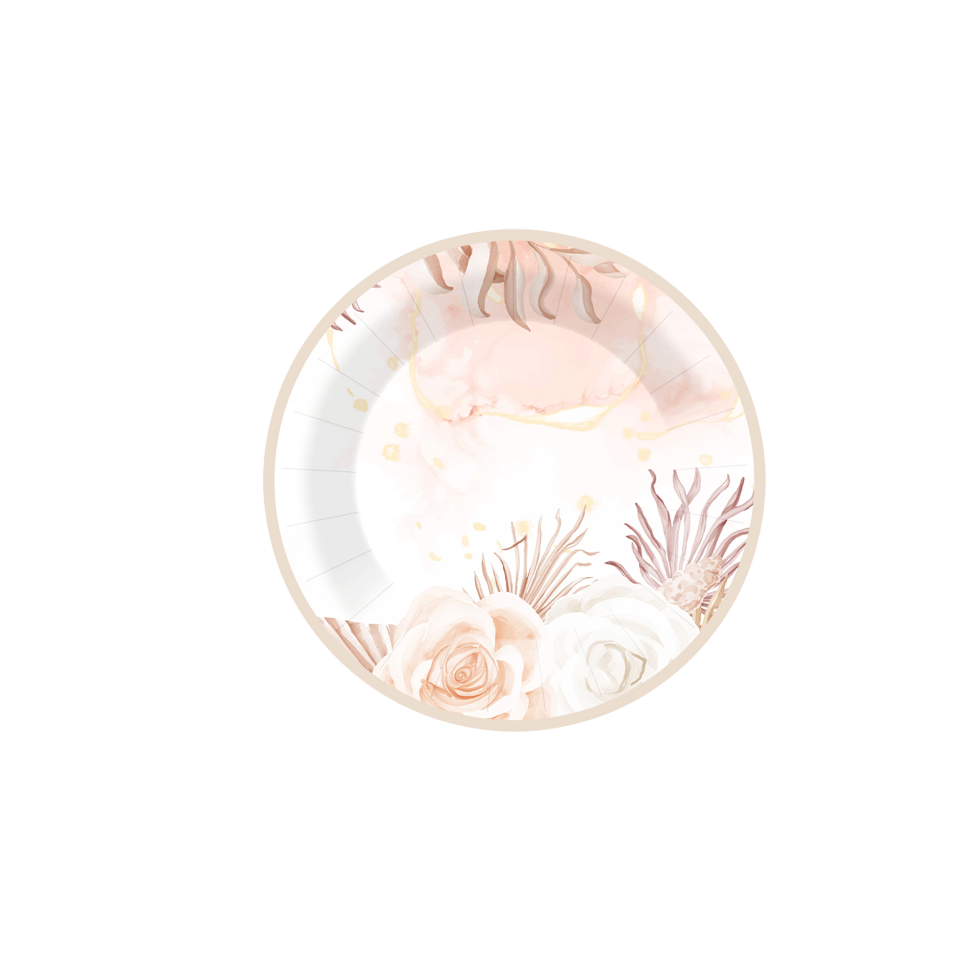 Eid Theme Beige Background Flower Pattern 7 inch Plate