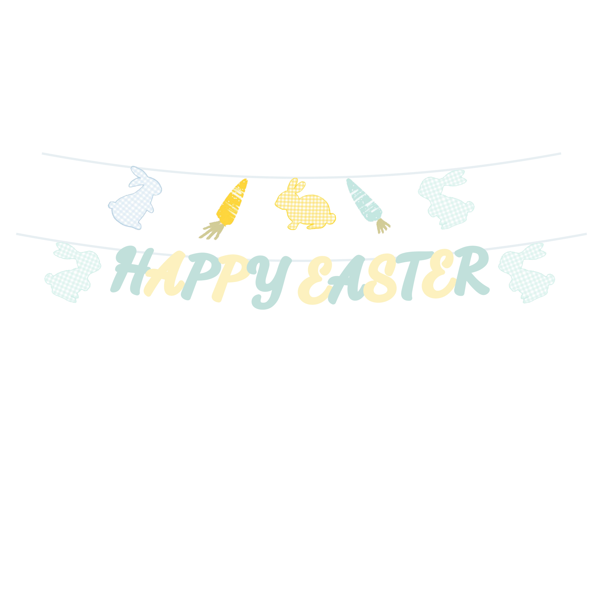 Easter Theme Rabbit and Carrot Happy Easter Paper Banner