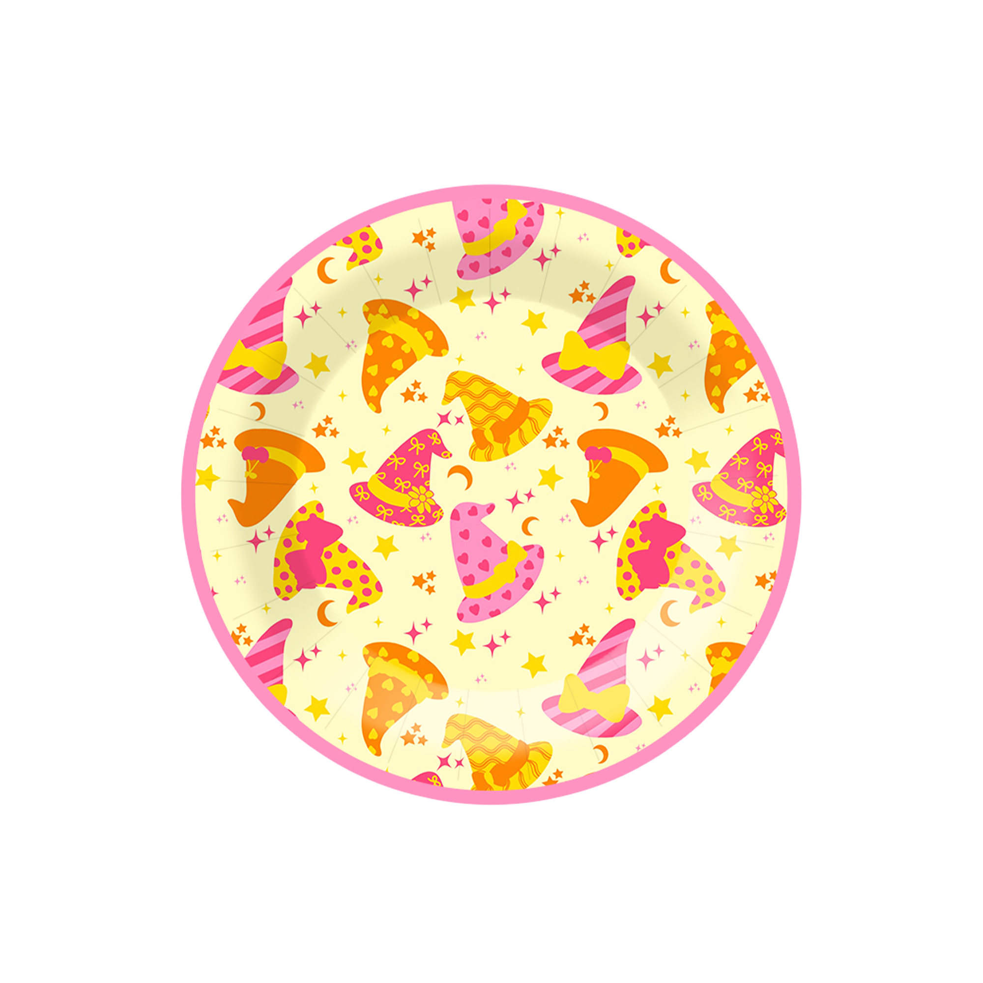Halloween Theme Yellow Background Hat Pattern 7 inch Plate