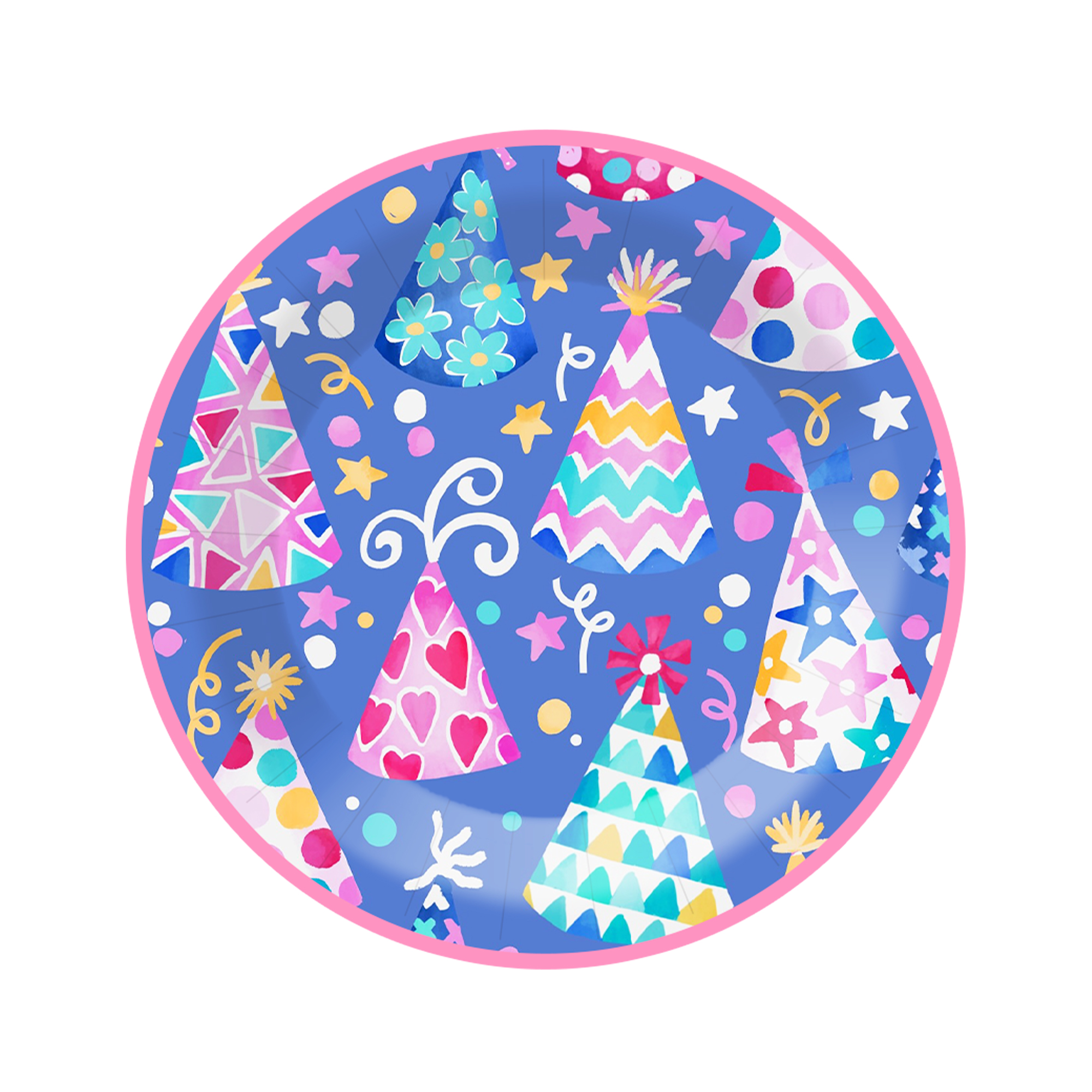 Halloween Theme Purple Background Colorful Hat Pattern 9 inch Plate