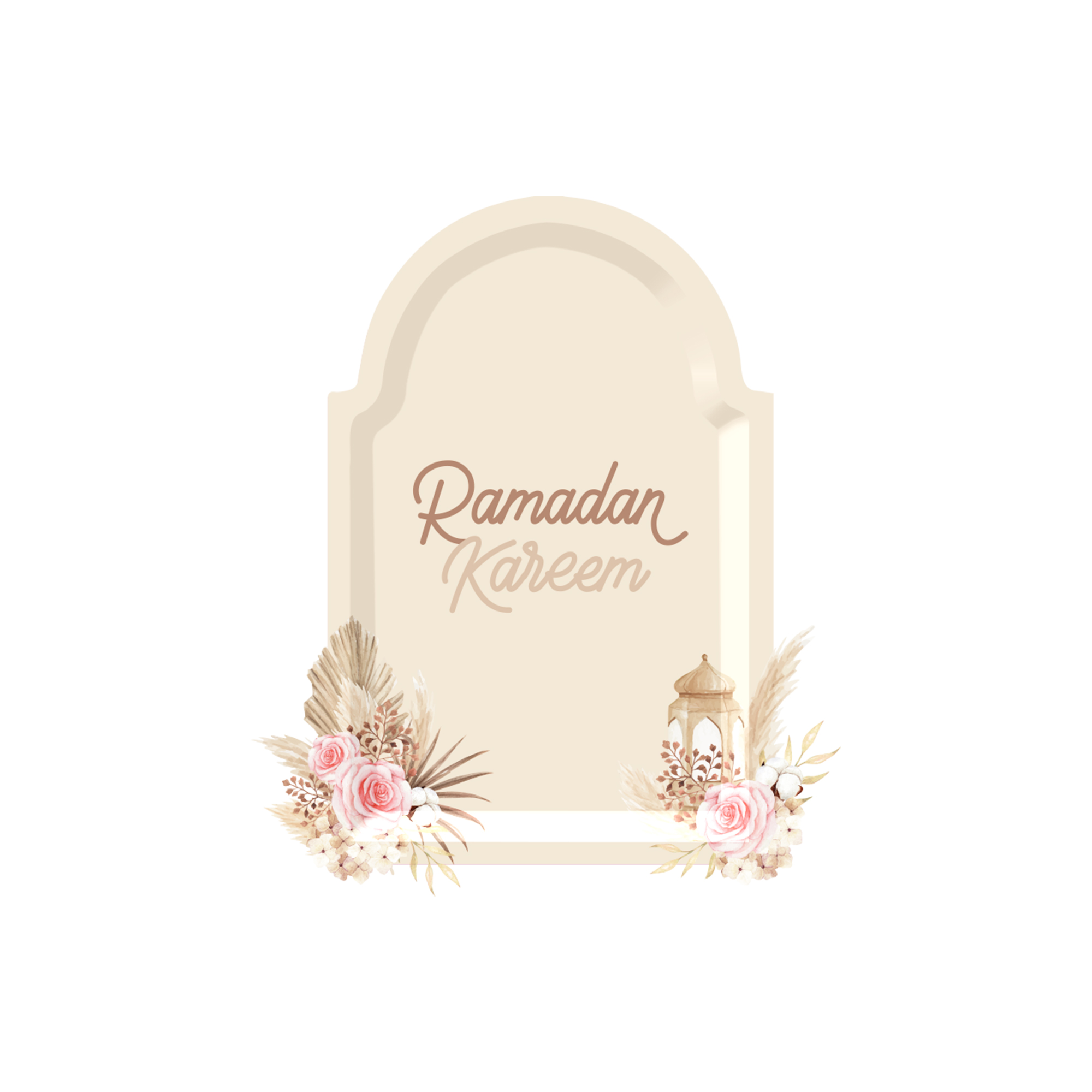 Eid Theme Beige Background Flower Pattern Mosque Die-Cut Line 9 inch Plate