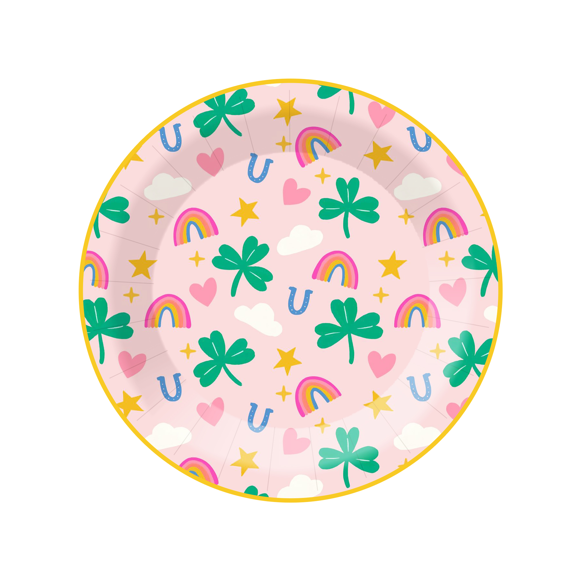 St. Patrick's Day Theme Light Pink Round Shape Dinner Plate 