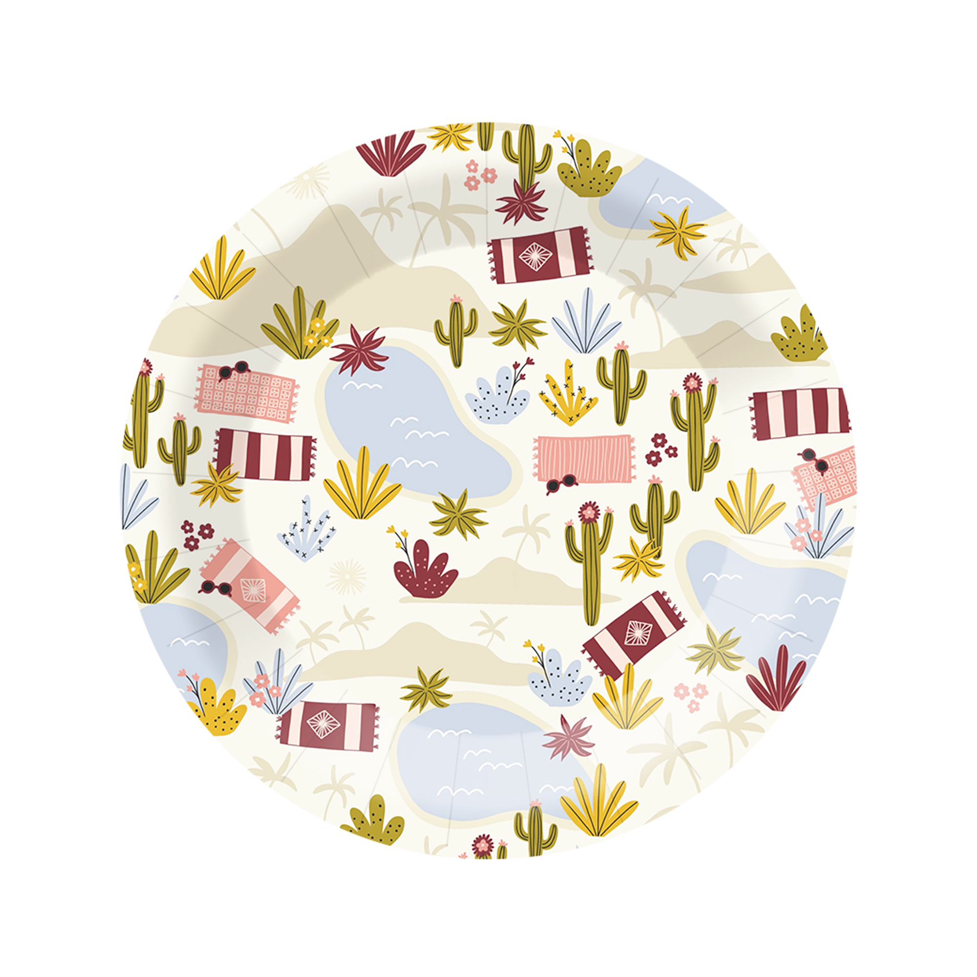 Kids Theme Light Green Background Cactus Pattern 9 inch Plate