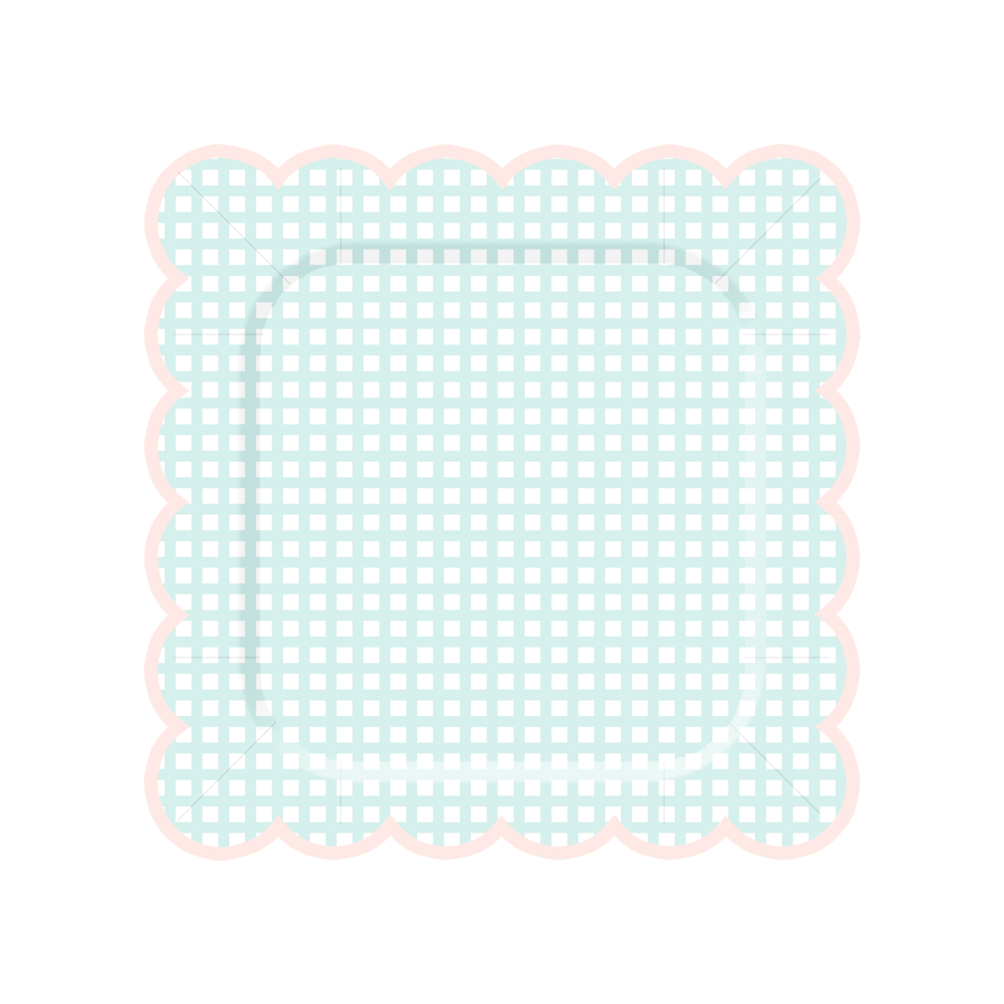 Easter Theme Light Green Square Grid Dinner Plate