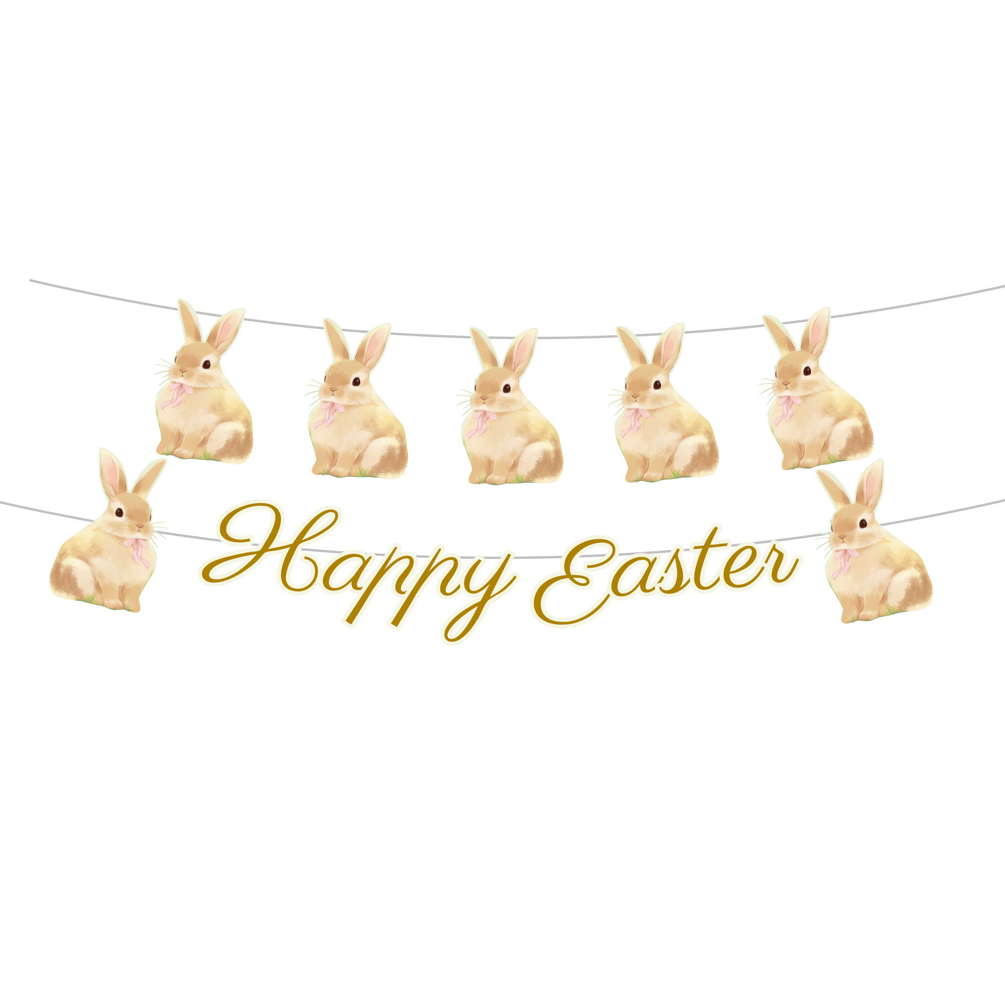Easter Theme Rabbit Happy Easter Paper Banner